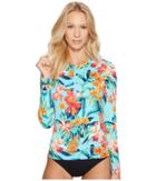 Tommy Bahama - Floriana Long-sleeve Half-zip Rash Guard