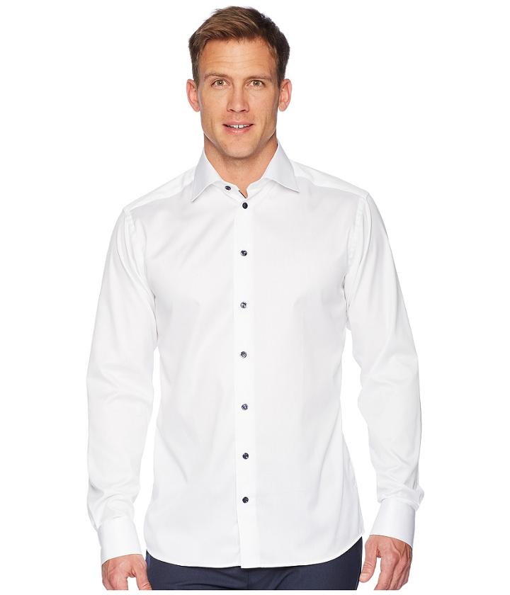 Eton - Slim Fit Twill Shirt W/ Navy Button