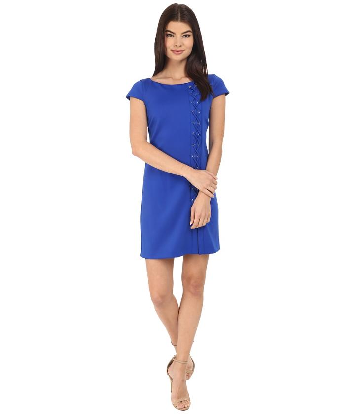 Jessica Simpson - Short Sleeve Scuba Dress With Lace-up Detail