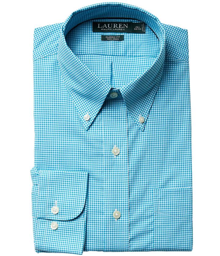 Lauren Ralph Lauren - Classic Fit Non Iron Gingham Plaid Button Down Dress Shirt