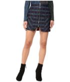 Kitty Joseph - Quilted Satin Short Skirt With Front Bottom Slit