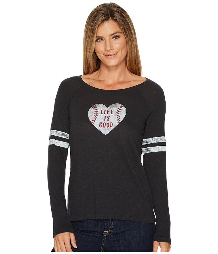 Life Is Good - Baseball Heart Long Sleeve Vintage Sport Tee