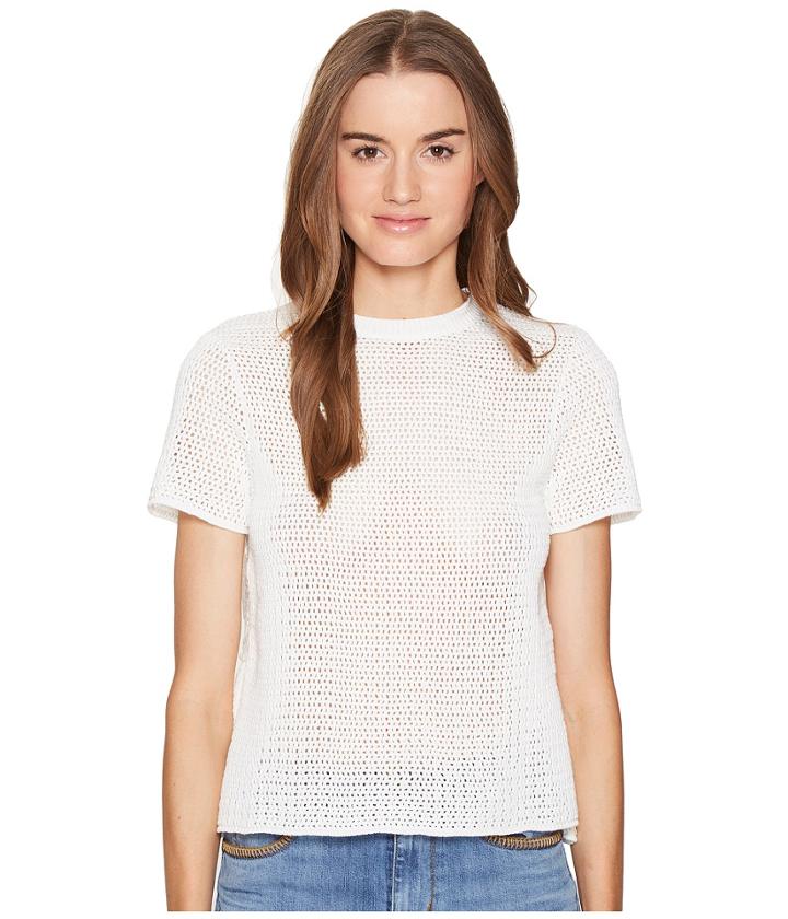 Red Valentino - Cotton Yarn Mesh Stitching Lace Top