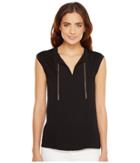 Michael Michael Kors - Sleeveless Woven Panel Chain Tie Top