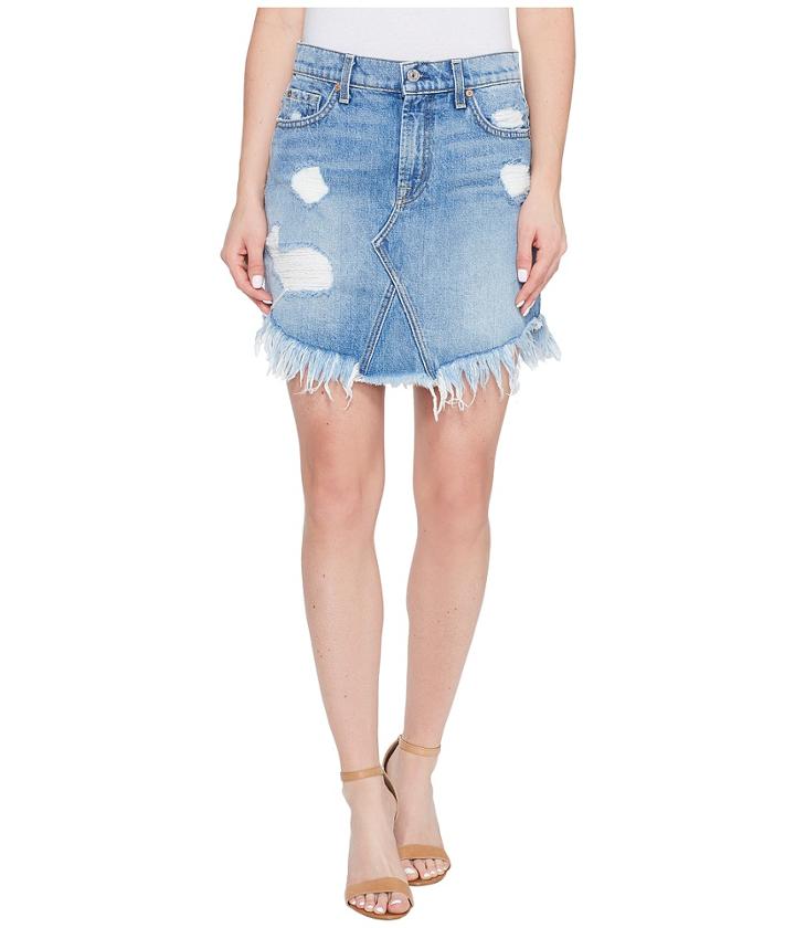 7 For All Mankind - Mini Skirt W/ Scallop Raw Hem Destroy