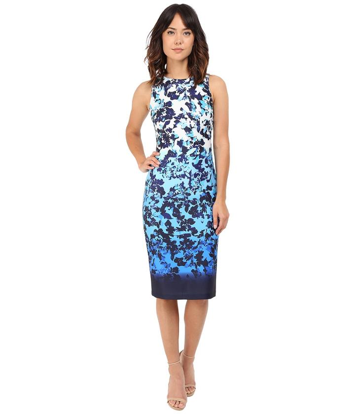 Vince Camuto - Printed Scuba Sleeveless Bodycon Ombre Dress