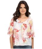 Jack By Bb Dakota - Gayorina Printed Crepe De Chine Top With Tape Trim