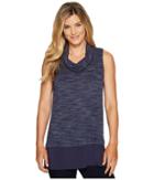 Two By Vince Camuto - Sleeveless Space Dye Cowl Neck Mix Media Top
