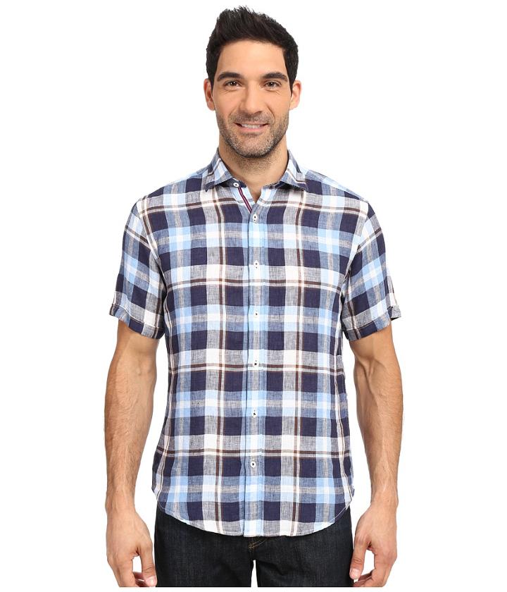Bugatchi - Dunes Shaped Fit Short Sleeve Linen Shirt