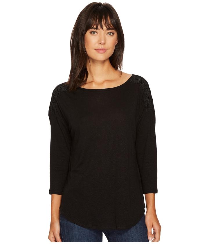 Nydj - Knit Top W/ Faux Leather Trim
