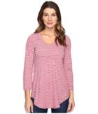 Mod-o-doc - Brushed Slub Stripe 3/4 Sleeve V-neck Tunic