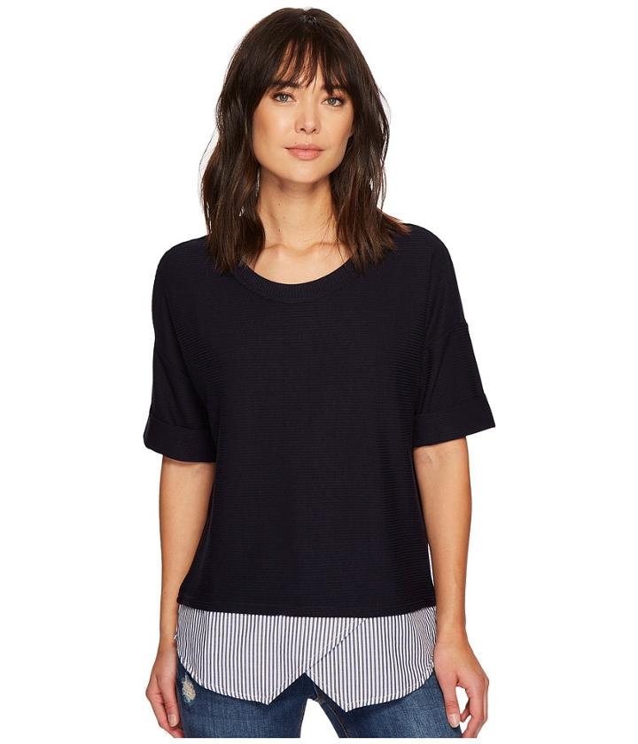 Tribal - 3/4 Sleeve Mix Media Top