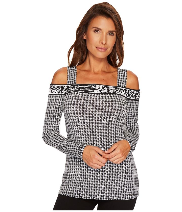 Michael Michael Kors - Houndstooth Border Long Sleeve Top
