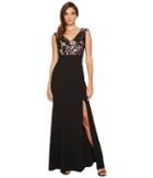 Adrianna Papell - Cap Sleeve Long Gown With Lace Bodice