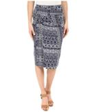 Mod-o-doc - Patchwork Tiles Printed Rayon Spandex Jersey Knotted Wrap Skirt