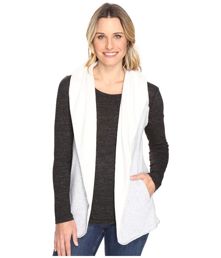 Dylan By True Grit - Cozy Heather Fleece Vest With Hood And Side Pockets