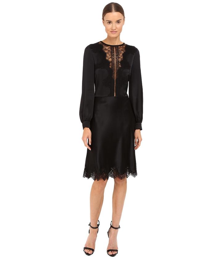 Alberta Ferretti - Long Sleeve Sheer Lace Neckline Dress