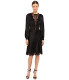 Alberta Ferretti - Long Sleeve Sheer Lace Neckline Dress