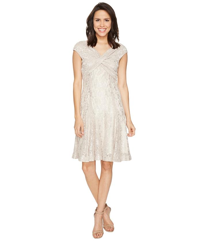 Tahari By Asl - Wrap Bodice Stretch Lace Dress