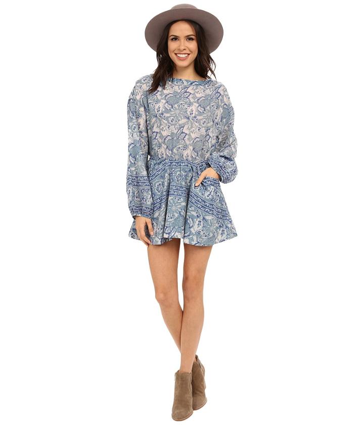 Free People - Silver Sun Printed Open Back Dress