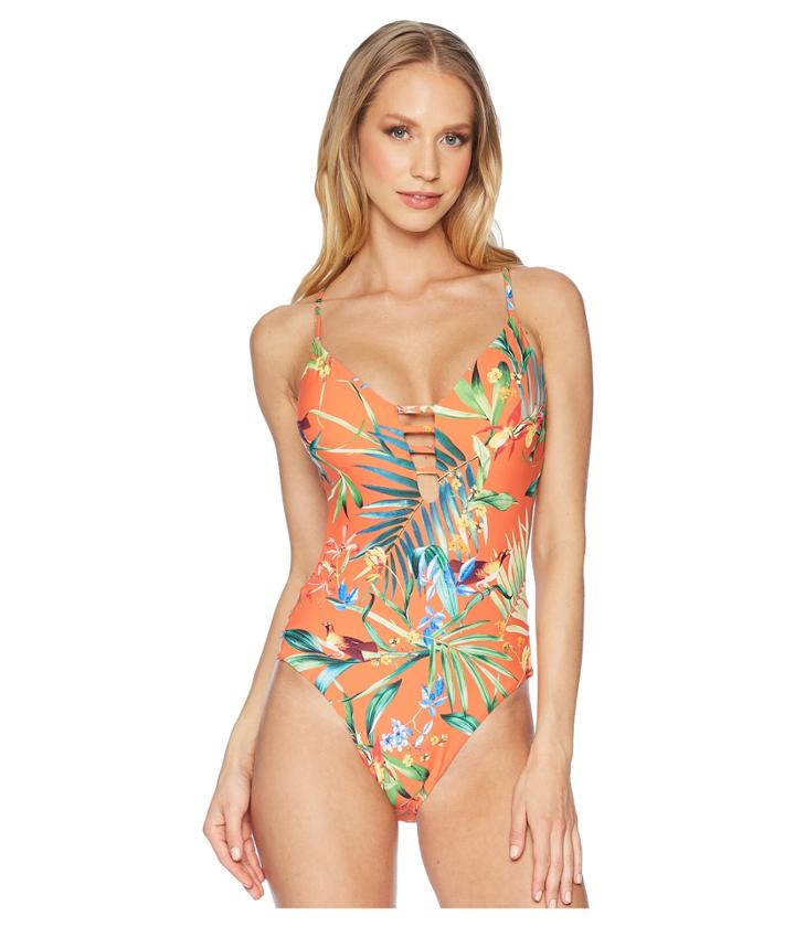 Lucky Brand - Lush Leaf Cross-back One-piece