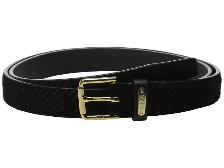 Lauren Ralph Lauren - 1 Haircalf Belt W/ Side Bar Roller Buckle And Logo Keeper Plaque
