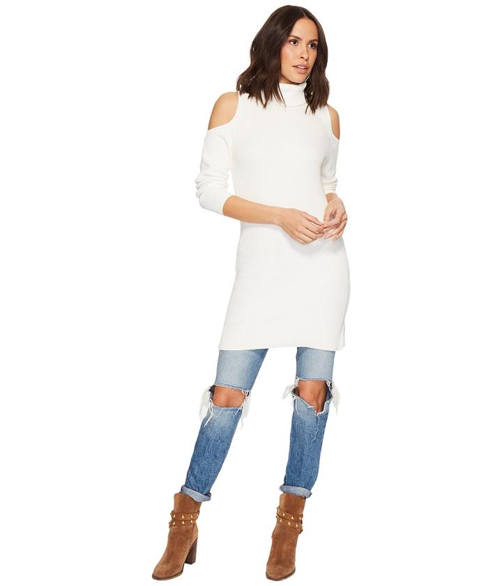 Kensie - Cotton Blend Cold Shoulder Sweater Dress Ks1u7069