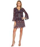 Vince Camuto - Printed Chiffon Shift W/ Bell Sleeves