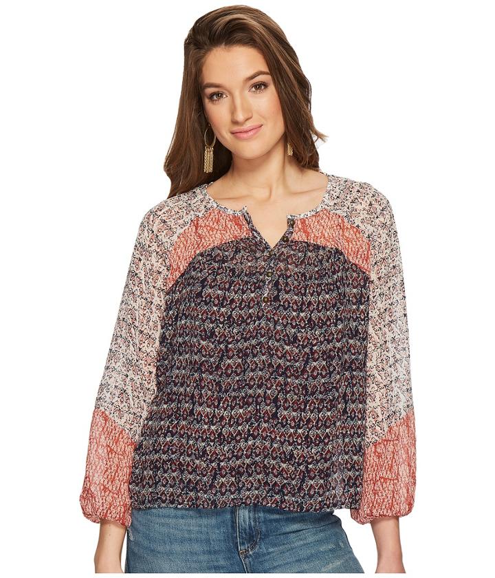 Lucky Brand - Mixed Print Peasant Top
