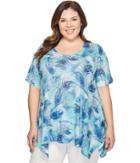 Nally &amp; Millie - Plus Size Feather Print Tunic