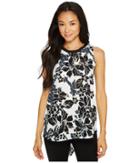 Vince Camuto Specialty Size - Petite Sleeveless Floral Exhibit Back Tie Blouse