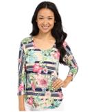 Nally &amp; Millie - 3/4 Sleeve Floral Border Top
