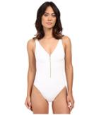 Lauren Ralph Lauren - Beach Club Solids Over The Shoulder Mio W/ Center Front Zip Binding Removable Cup
