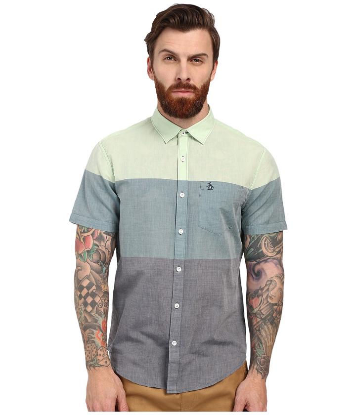 Original Penguin - 3 Color Engineered Stripe Short Sleeve Lawn Woven