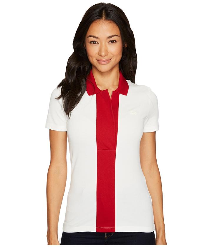 Lacoste - Short Sleeve Color Block Stretch Mini Pique Polo
