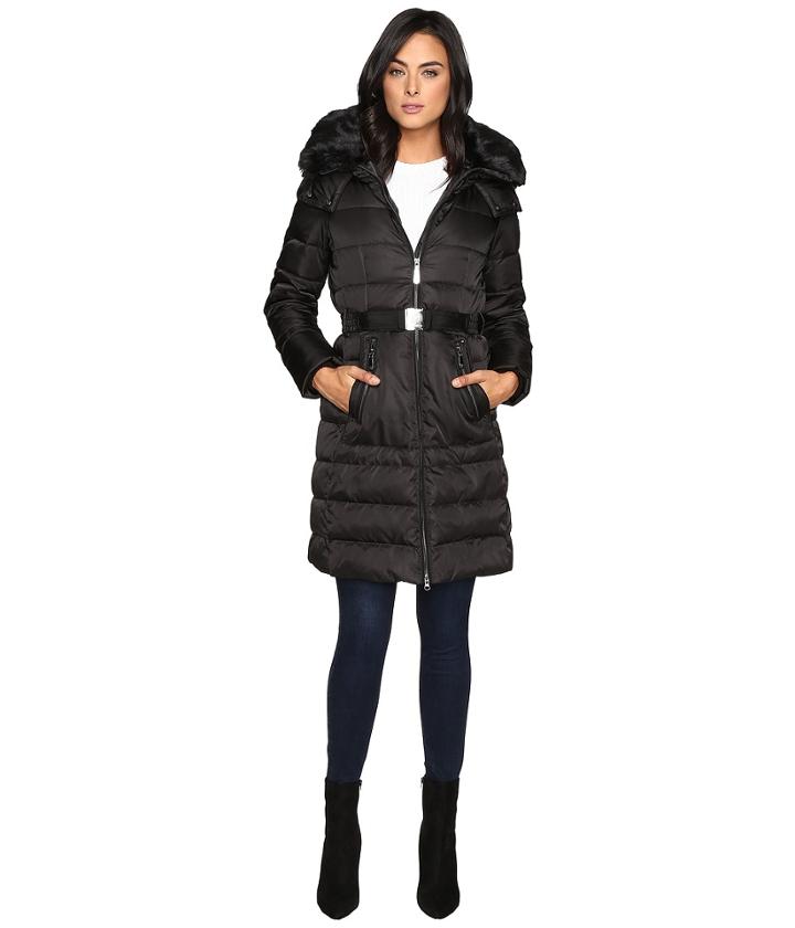 Vince Camuto - Belted Down W/ Removable Hood And Faux Fur Collar J8691