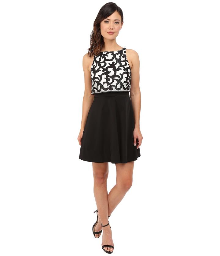 Aidan Mattox - Popover Top Cocktail Dress With Embroidered Scroll Detail