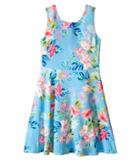 Us Angels - Printed Pique Knit Sleeveless Dress W/ Open Black Flare Skirt