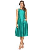 Tahari By Asl - Tea-length Shantung Fit And Flare With Pockets
