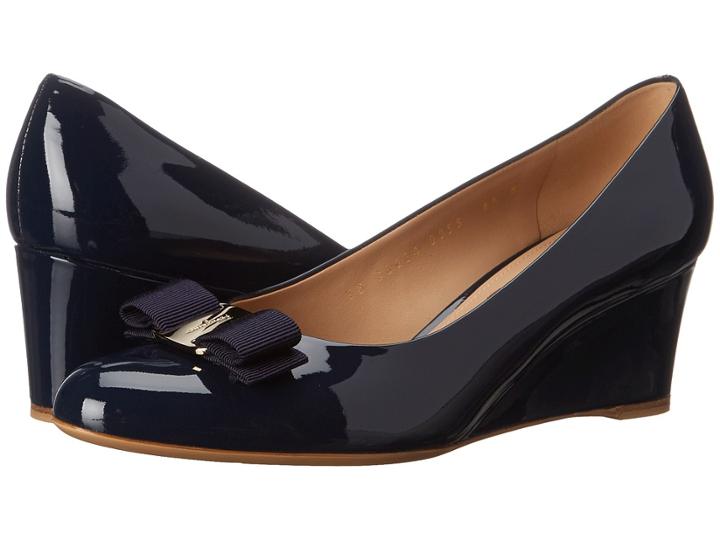 Salvatore Ferragamo - Patent Leather Closed Toe Wedge