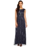 Adrianna Papell - Extended Cap Sleeve Swirl Bead Gown
