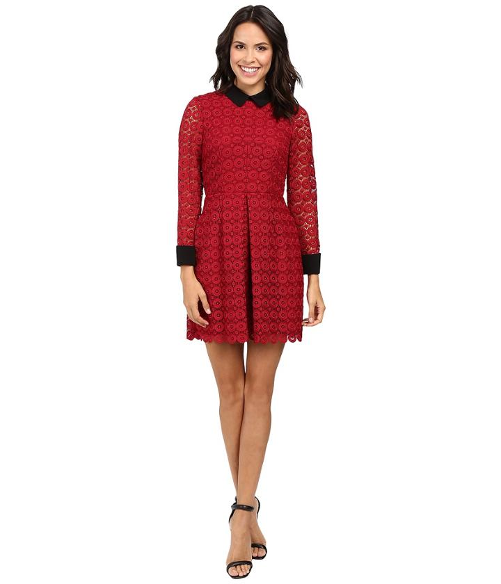 Jill Jill Stuart - Venice Lace Short Dress With Long Sleeves And Collar