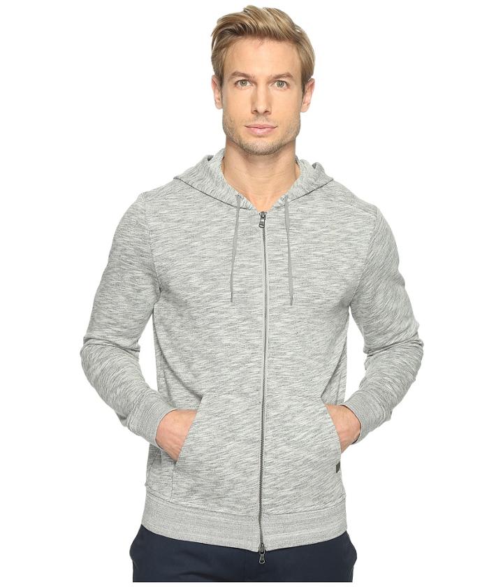 John Varvatos Star U.s.a. - Long Sleeve Two-way Zip Front Knit Hoodie With Drawcord K2971t1b