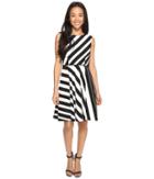 Tahari By Asl Petite - Petite Crepe Multi Stripe A-line Dress