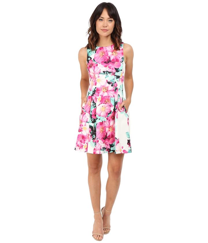 Vince Camuto - Printed Scuba Sleeveless Halter Shift Dress