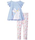 Mud Pie - Floral Easter Bunny Tunic And Leggings Two-piece Set