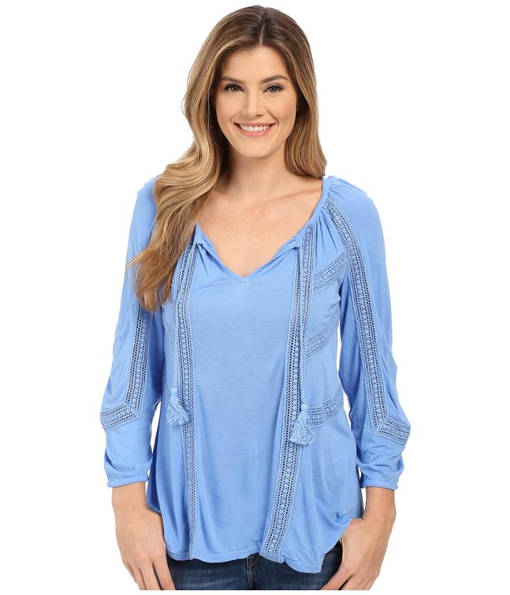 Lucky Brand - Lace Mixed Peasant Top