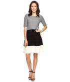 Christin Michaels - Kaira Color Block Fit And Flare Sweater Dress
