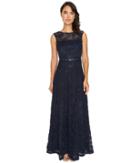 Tahari By Asl - Illusion Neckline Column Gown