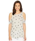 Two By Vince Camuto - Short Sleeve Polka Dot Touches Cold Shoulder Tee